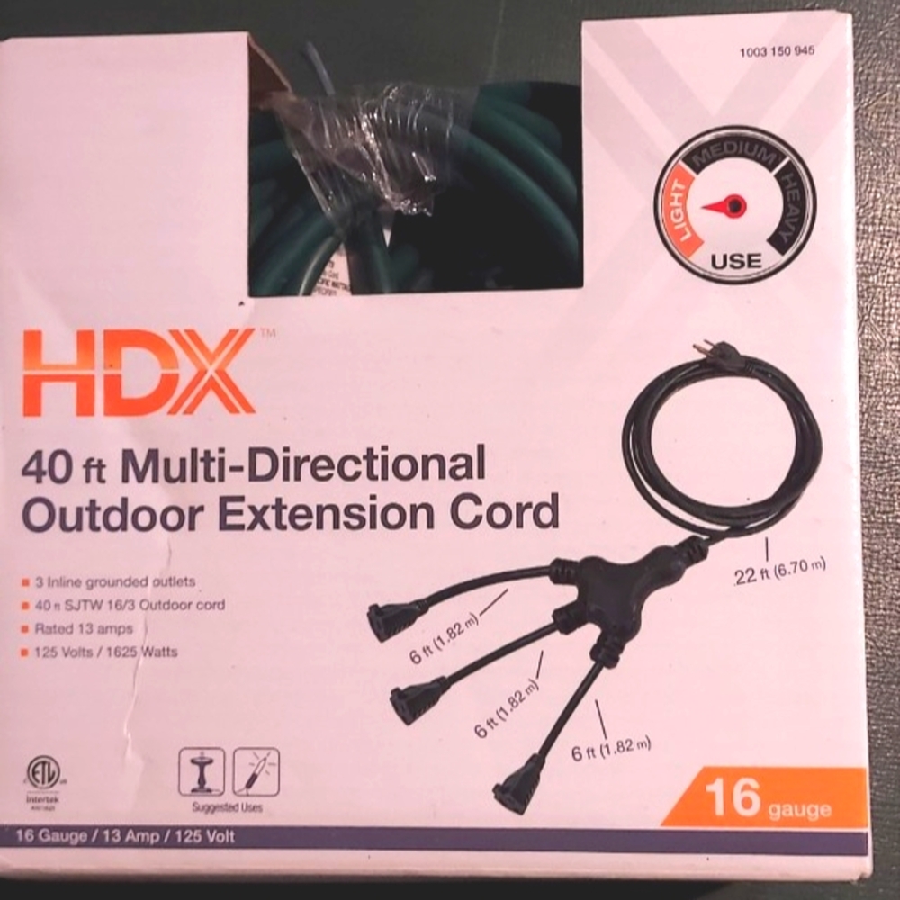 40ft Multi Directional Outdoor Extension Cord